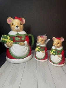 Juego de té de colección señora Navidad madre ratón tetera azucarero con cuchara crema en caja - Imagen 1 de 20