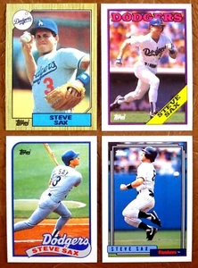 LOTE (4) TOPPS STEVE SAX 1987 (#769) 1988 (#305) 1989 (#40) 1992 (#430) Dodgers - Imagen 1 de 2