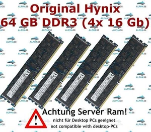 SK Hynix 64 GB (4x 16 GB) ECC Reg DDR3-1600 Superstorage 2U 2027R-AR24NV RAM - Picture 1 of 1