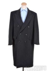 MAITLAND England Gray Wool Cashmere Jacket Coat Double Breasted Overcoat - 46 R - Picture 1 of 9