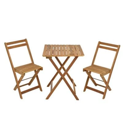 Balkonmöbel Sitzgruppe Balkonset Gartenmöbel Holzmöbel Klapptisch Klappstühle - Bild 1 von 4