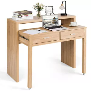 Extendable Computer Desk Console Table Writing Study Workstation Drawer & Wheels - Picture 1 of 8