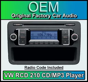 VW EOS Lettore CD Radio Stereo Con Code Volkswagen RCD 210 Auto Unità Principale - Foto 1 di 4