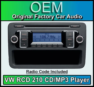VW Caddy CD Autoradio Stereo con Codice Volkswagen RCD 210 Auto Unità Principale - Immagine 1 di 4