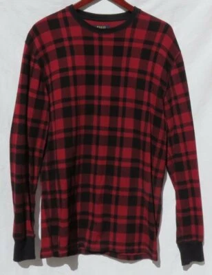 Camisa Top Polo Ralph Lauren Roja Negra Cuadros Búfalo Algodón Térmico L/S Para Hombre L Foto 1 de 4