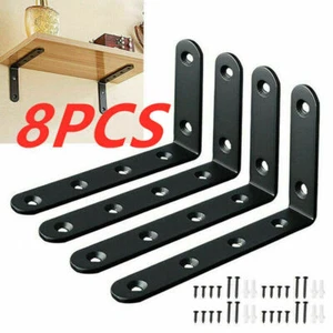 Set Of 8 Cast Iron Wall Mounted L Shaped Angle Shelf Brackets Heavy Duty Support - Picture 1 of 11