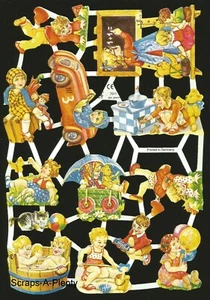 German Embossed Scrap Die Cut - Precious Victorian Children Playing EF7011 - Picture 1 of 1