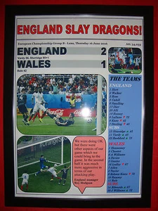 England 2 Wales 1 - 2016 European Championship - framed print - Picture 1 of 2
