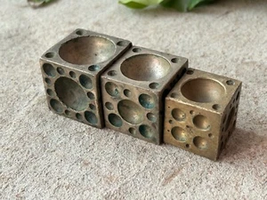 ANTIQUE OLD RARE BRONZE TRADITIONAL JEWELRY MAKING DIE SEAL MOLD SET OF 3, LOT - Picture 1 of 15