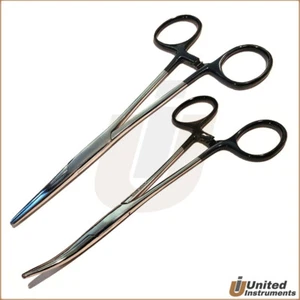 Surgical Hemostat Kelly Locking Forceps Clamp Straight Curved Artery Veterinary - Picture 1 of 8
