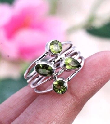 Peridot Ring 925 Sterling Silver Ring Handmade Gemstone Ring Women's Ring. - Image 1 of 3