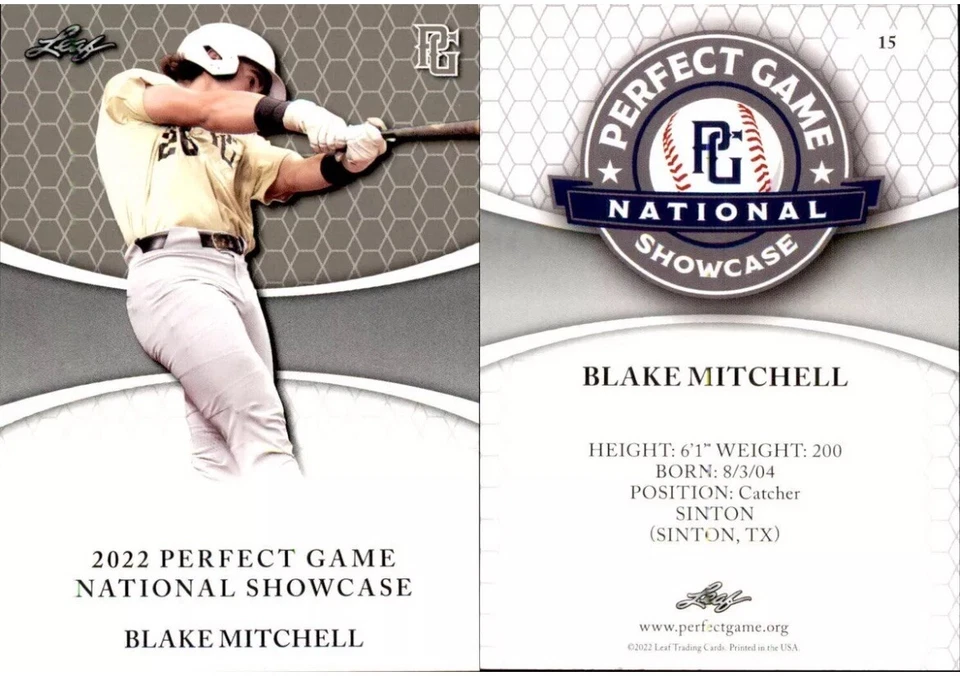 BLAKE MITCHELL 2022 LEAF PERFECT GAME "1ST EVER PRINTED" ROOKIE CARD #15 - Image 1 of 1