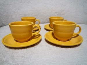 4er SET FIESTA FIESTAWARE HOMER LAUGHLIN SONNENBLUMENGELB TASSEN & UNTERTASSEN - Bild 1 von 5