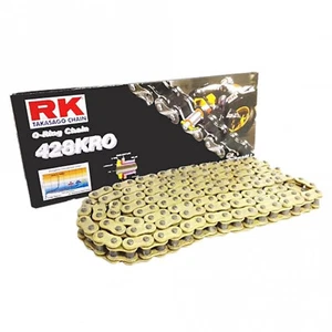 RK GS 428KRO Motorcycle Motocross Eduro O Ring Sealed Chain 428 x 120 Links Gold - Photo 1 sur 3