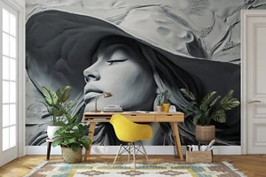 Woman In A Hat 3D Wallpaper - 10 ft (L) x 8 ft (H) - Picture 1 of 6