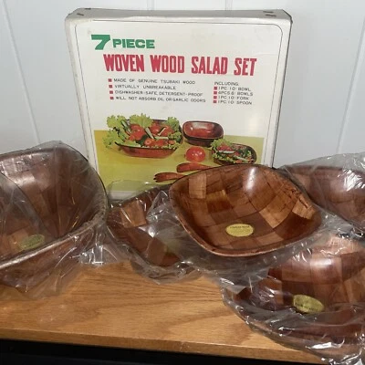 Juego de cuencos de bambú CLEARANCE MARK DOWN DE COLECCIÓN ARTÍCULOS DE CENA NUEVO MCM juego de cuencos de madera tejida Foto 1 de 4