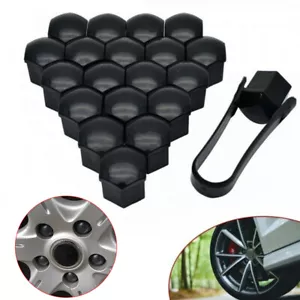 20PCS Wheel Lug Nut Bolt Center Cover Black Caps & Tool for VW Audi Skoda 17mm # - Picture 1 of 10