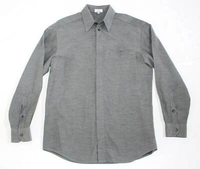 ZANELLA Covered Button Casual Shirt Men's MEDIUM M Gray Cotton MADE IN ITALY - Image 1 of 4