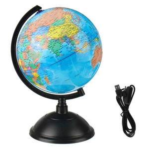 LED LIGHT UP FESTIVAL GIFT ILLUMINATED GLOBE W/USB LEARNING ROTATING WORLD GLOBE - Picture 1 of 12