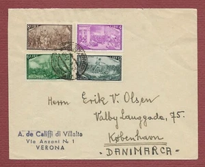 storia postale Risorgimento Repubblica quadricolore da Verona 1948 a Copenaghen - Picture 1 of 3