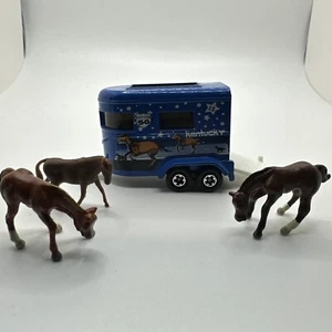 Matchbox Across America 50th Birthday Cars Kentucky Pony Trailer Blue w/Horses - Picture 1 of 7