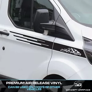 x2 Camper Side Stripes Decal Stickers Graphics Vinyl Fit Ford Transit Custom - Picture 1 of 3