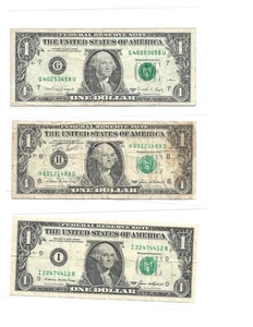 1985 and 1988 US 1 Dollar Federal Reserve Banknotes - Picture 1 of 2