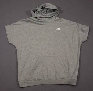 Nike Hoodie Womens XL Short Sleeve Funnel Neck Heather Gray Pullover - Picture 1 of 9