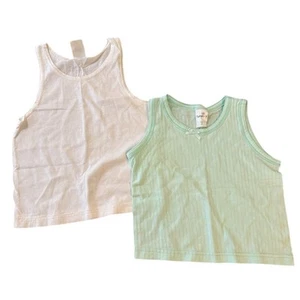 Vtg 90s Funkins Toddler 2-Pack Ribbed Tank Tops 3T White & Green Made in USA - Picture 1 of 7