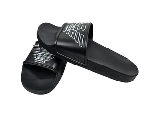 Ciabatte Emporio Armani Taglia 5 Nero Argento Nuove Senza Etichette Designer Piscina Spiaggia... - Foto 1 di 7