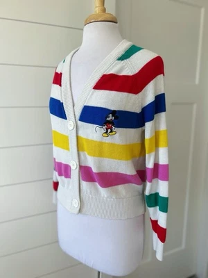 Disney 100 Retro Reimagined Striped Cardigan Sweater Mickey Mouse Pre Owner XS - Image 1 of 4