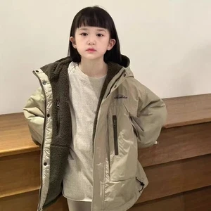 Boys Girls Double Sided Reversible Polar Fleece Winter Coat Thickening Jacket - Picture 1 of 24