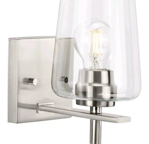 Progress Lighting P300360 Calais 9" Tall Bathroom Sconce - Nickel - Picture 1 of 4