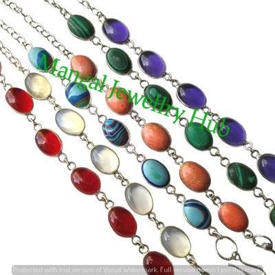 Sale Turquoise Gemstone Chain Bracelets Lot 925 Sterling Silver Plated Jewellery - Image 1 of 4