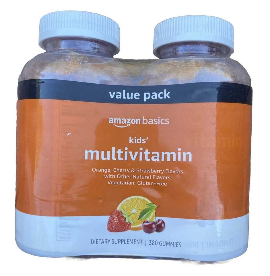 Kids Multivitamin Amazon Basics Gummies 190 Per Bottle X5 Orange Cherry E/25