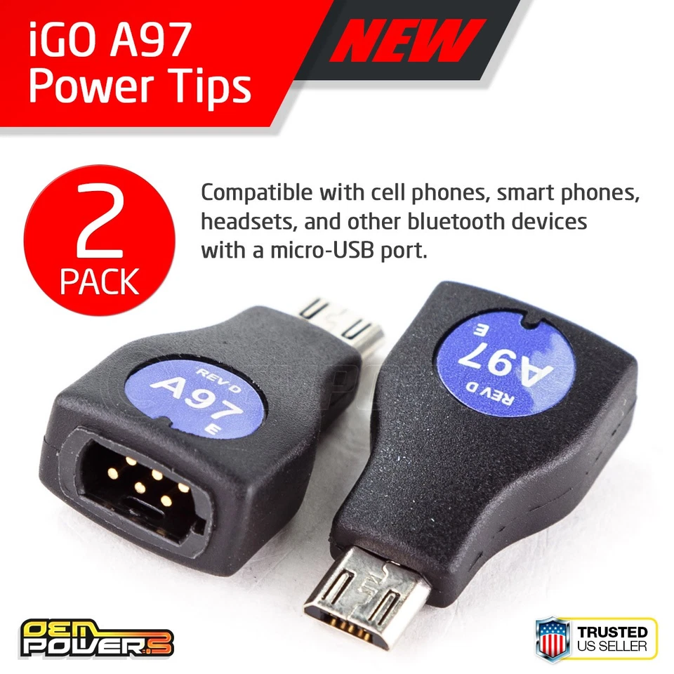 2 X iGo Charger Power Tip A97 Adapter for Micro USB Devices Tablets Cell Phones - Image 1 of 4