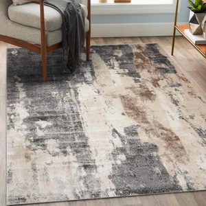 LUXE WEAVERS Euston Collection Gray-Gray 6x9 Modern Abstract Area Rug - Picture 1 of 8