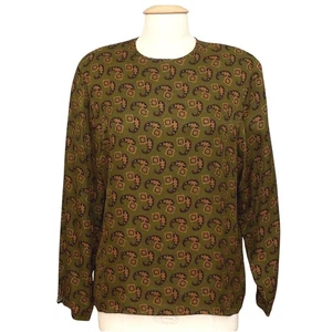 Blusa clásica de colección Anne Klein II para mujer Top 10 verde oliva cachemira 100 % seda años 90 - Imagen 1 de 13