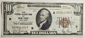 Fr.1860-B 1929 New York $10 Federal Reserve Bank Note Very Fine++ - Picture 1 of 6