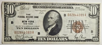 Fr.1860-B 1929 New York $10 Federal Reserve Bank Note Very Fine++ - Image 1 of 4
