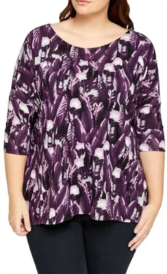 Size 18 Purple Print Knitted Loose Fit Angel Top Fitted Sleeves Ladies - Image 1 of 2