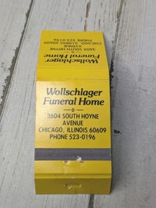 Copertina fiammiferi vintage Wollschlager Funeral Home Chicago, Illinois - Foto 1 di 3