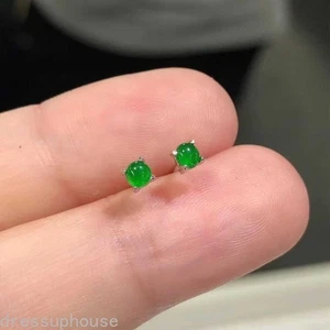 1 par de exquisitos pendientes retro de circón verde completo con clips para las orejas y pendientes - Imagen 1 de 6