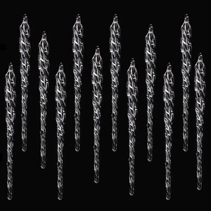 Weihnachtsbaum Eiszapfen Glas Weihnachtsdeko Christbaumschmuck Anhänger 12 Stück - Bild 1 von 1