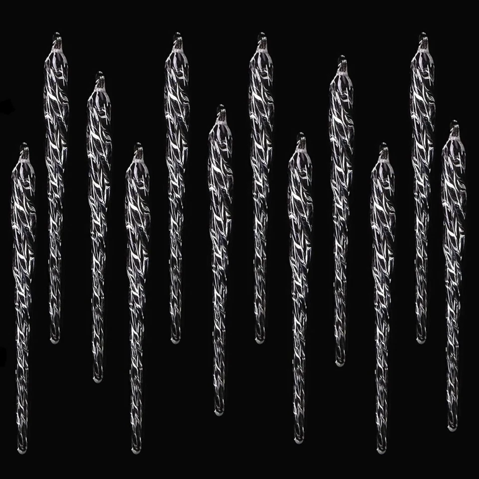 Weihnachtsbaum Eiszapfen Glas Weihnachtsdeko Christbaumschmuck Anhänger 12 Stück - Bild 1 von 1