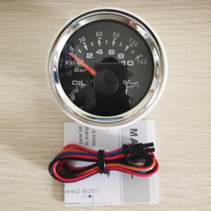 52MM Black Oil Pressure Gauge 10-184ohms 9-32VDC for Car Marine UTV 7 Colors Led - Bild 1 von 7