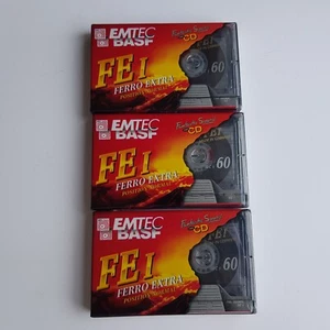 BASF EMTec Blank Cassettes X3 Ferro Extra FE1 60 Minutes Music recording sealed - Picture 1 of 14
