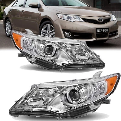 Faróis direita+esquerda para 2012-2014 Toyota Camry tipo halogênio projetor cromado - Imagem 1 de 4