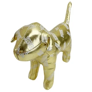 Victoria Secret Pink Logo Hund Plüsch Gold Metallic glänzend Stofftier Sammlerstück VS - Bild 1 von 9