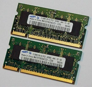 SAMSUNG Laptop 1GB=2x512mb DDR2 RAM Memory Sticks PC2-4200S-444-12-A3 PC4200 OEM - Picture 1 of 2